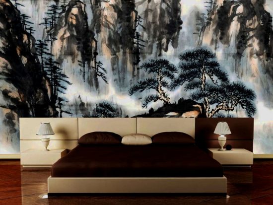 bedroom with an artwork wall