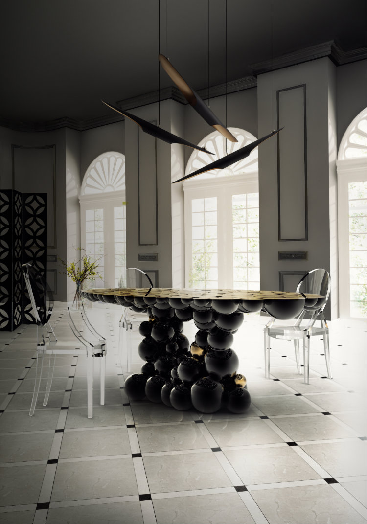 luxury dining room with whimsical feature
