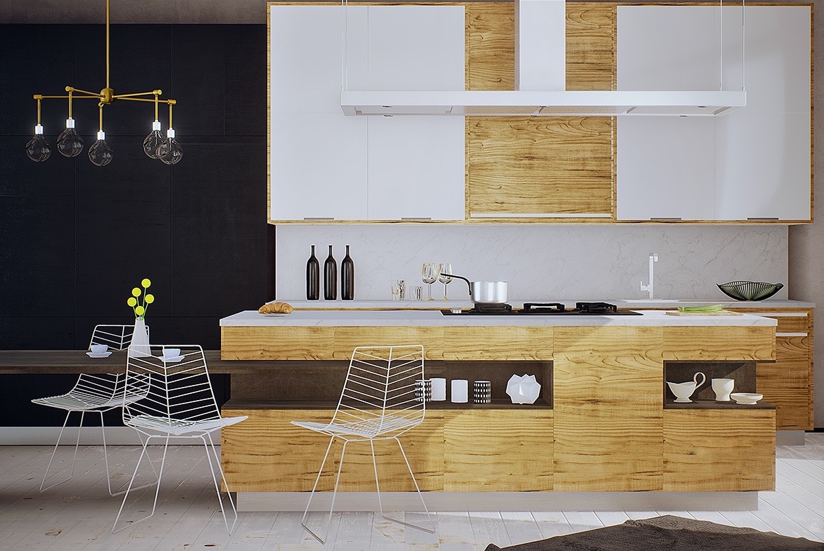 minimalist white-and-wood-kitchen 