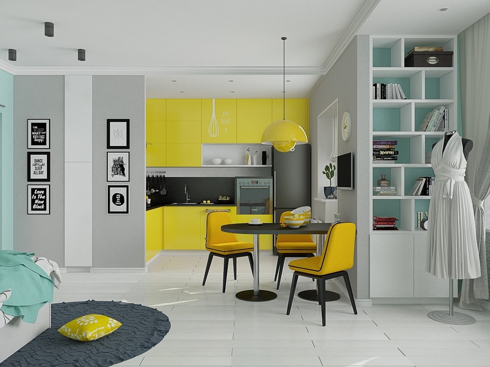 Yellow kitchen design