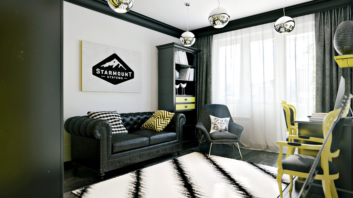 Black and yellow room decoration