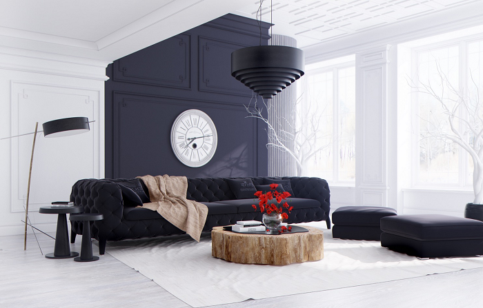 Black living room decoration