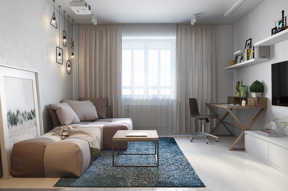 Blu and brown apartment concept 