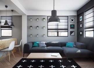 Living room design with black side