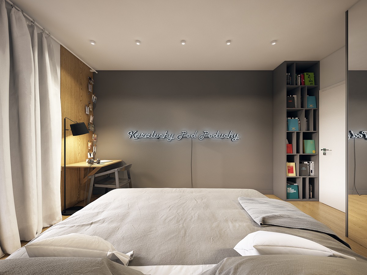 Polish bedroom design with gray