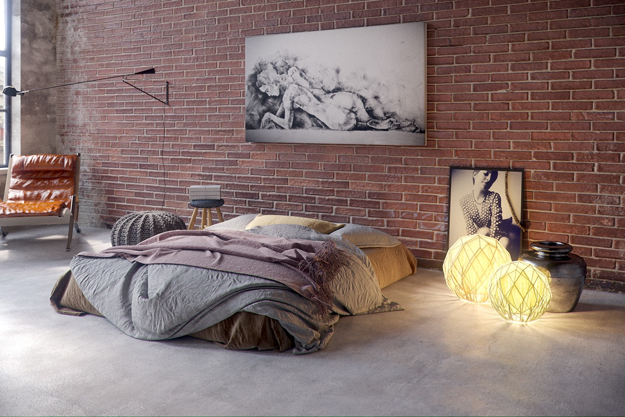 Unique And Artistic Bedroom Design With Simple Furniture For Young Men