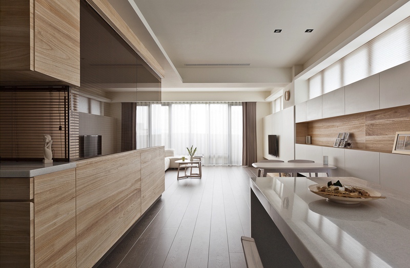 Taiwanese Apartment Interior Design With a Wooden Accent Decor - RooHome