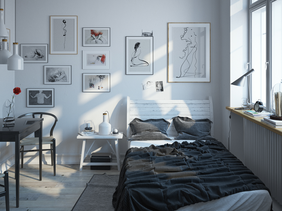 Scandinavian Bedroom  Design  For Woman With A White Color 