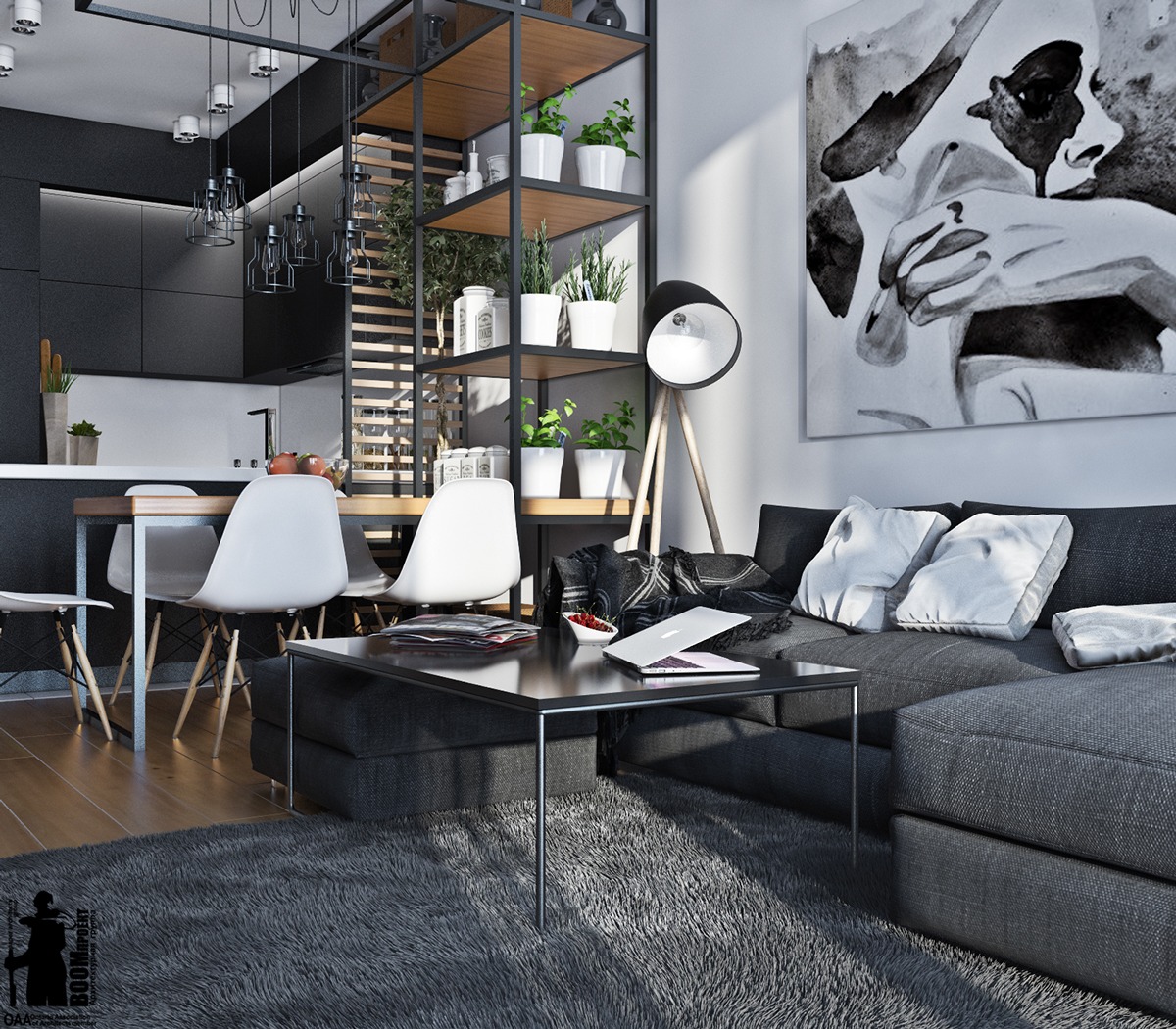 black and white interior design