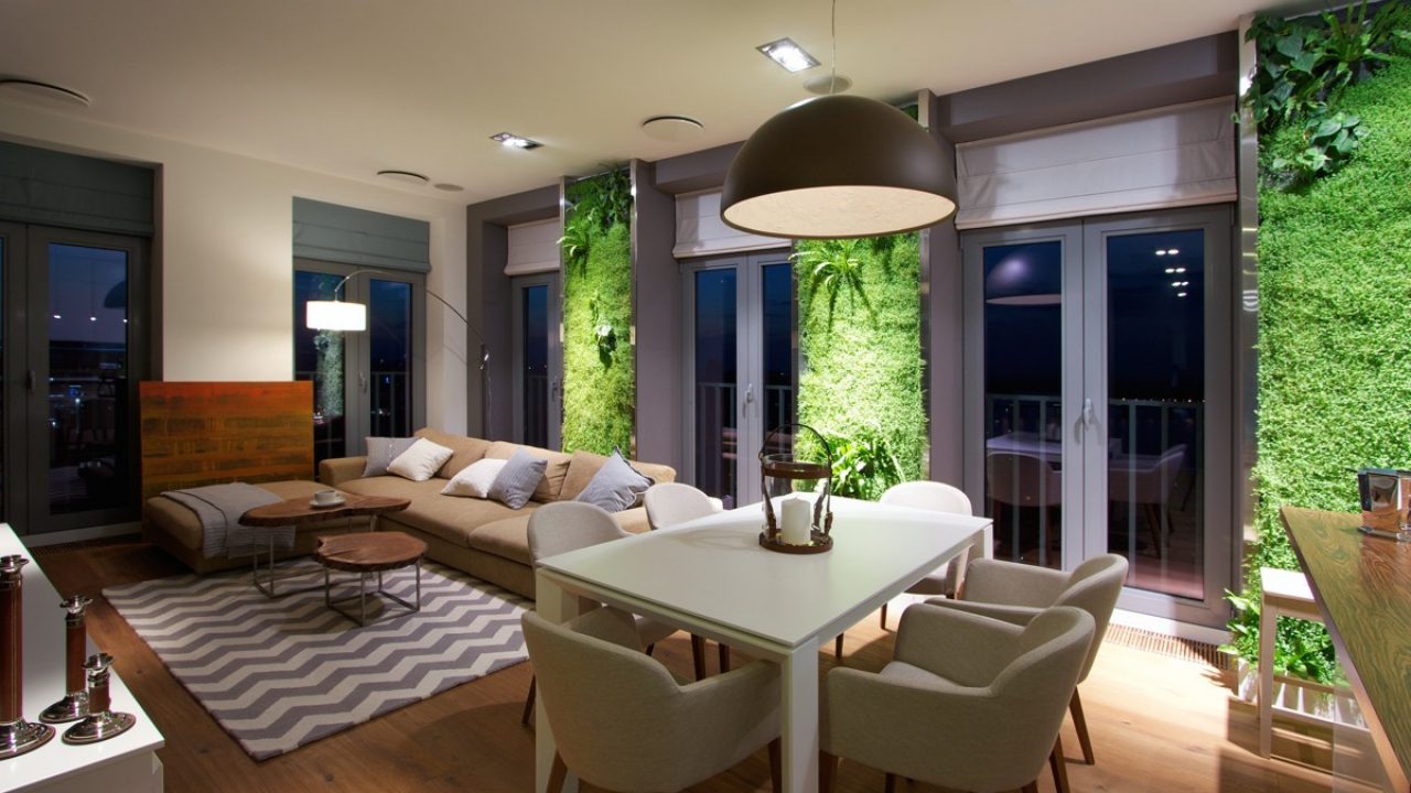 Natural Apartment Interior Design With Beautiful Indoor Gardening