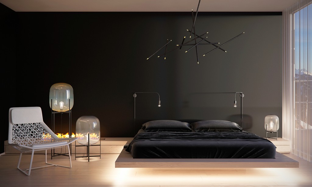 black minimalist bedroom design