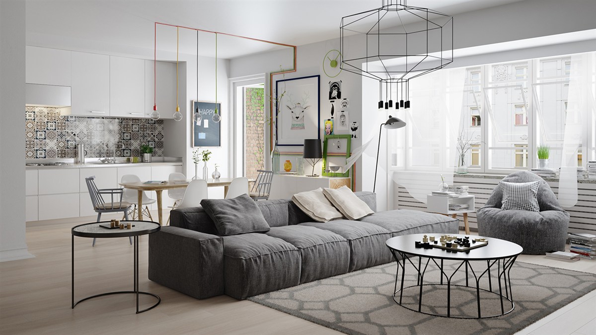 Nordic Living Room  Interior Design Bring Out a Cheerful 