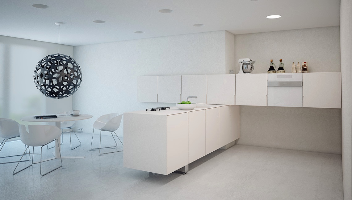 white minimalist dining room