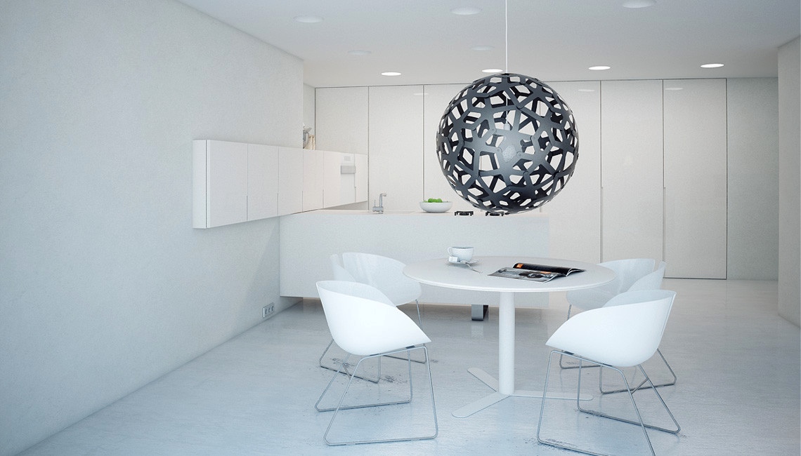 white minimalist dining room