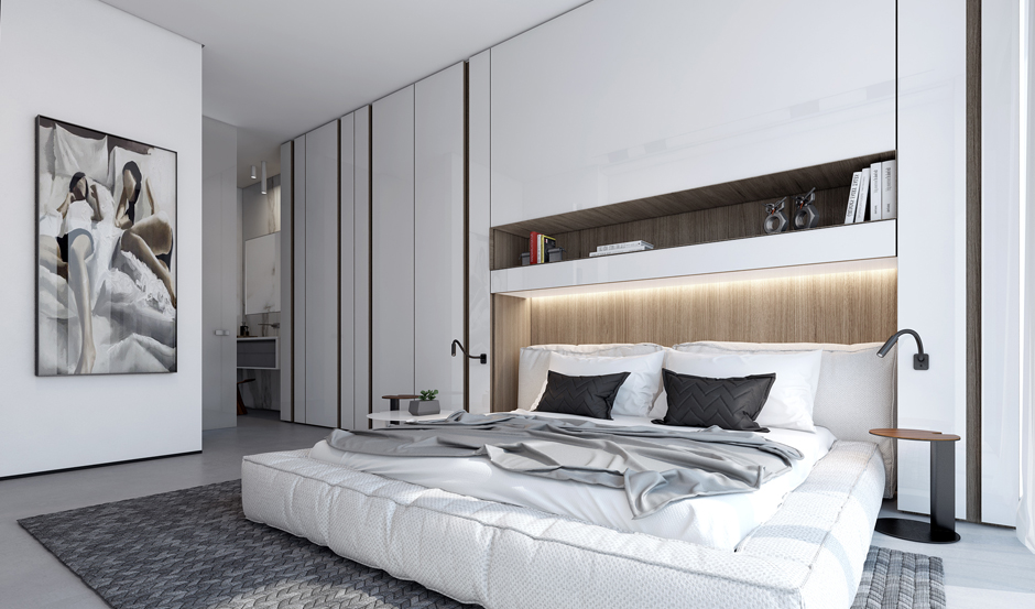 Monochrome bedroom design