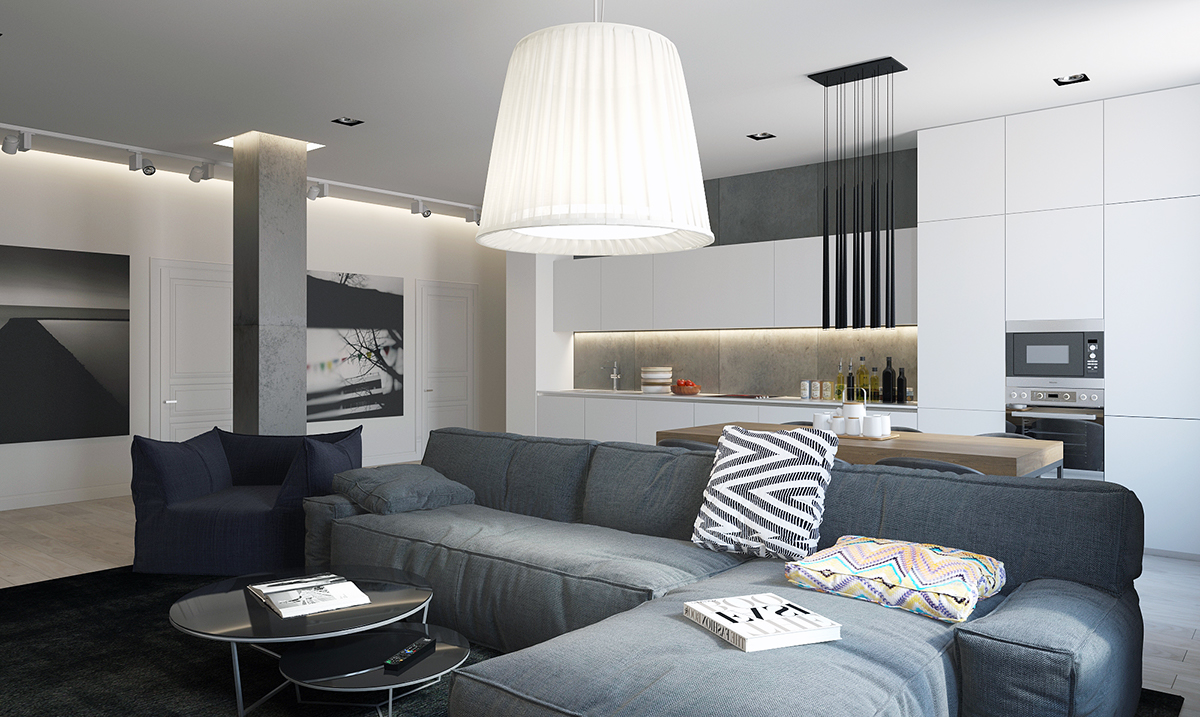 Open plan apartment layout