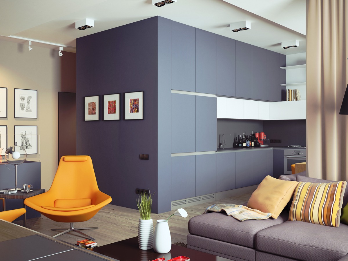 Open plan apartment layout 