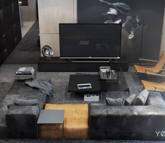Dark Living room interior design