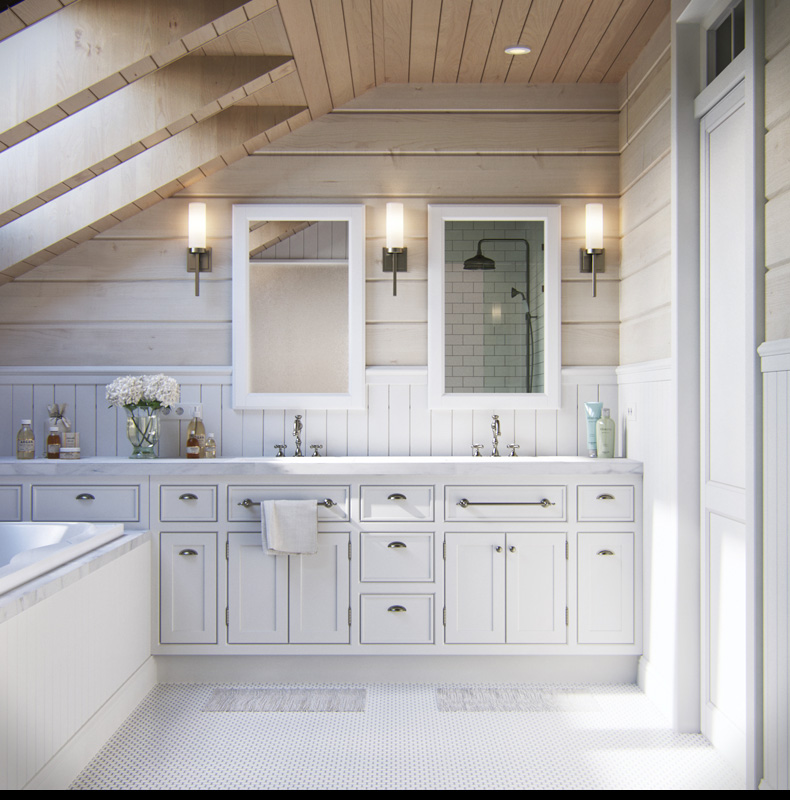 Attic bathroom design