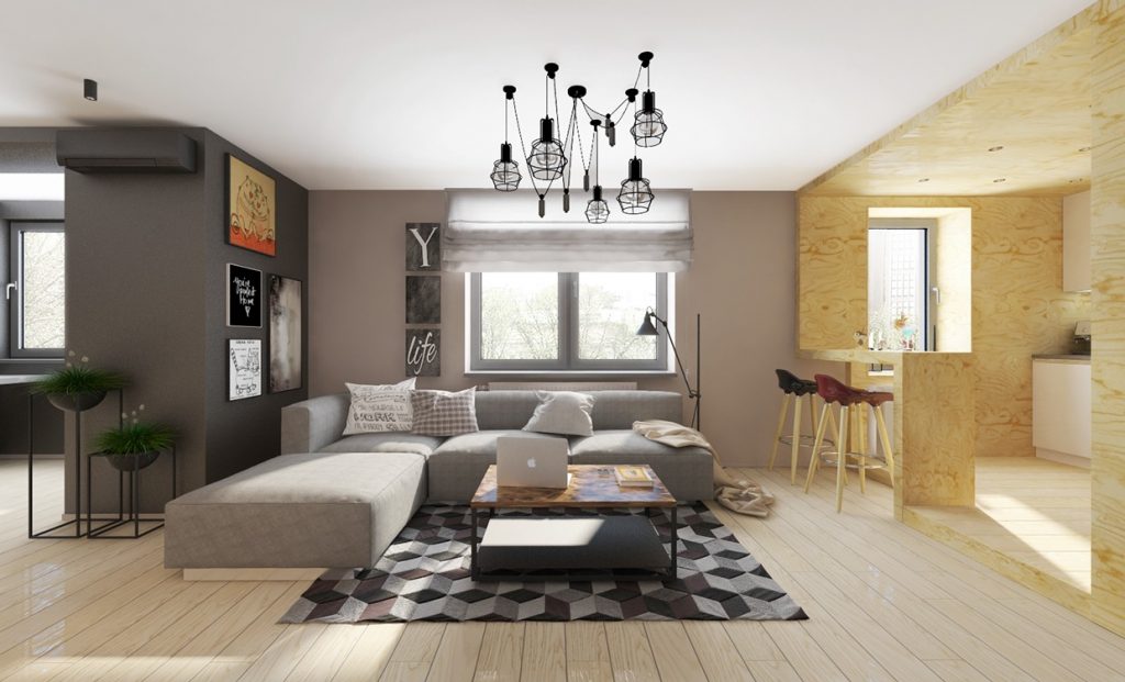 Minimalist Apartment Interior Design With Gray Color Scheme - RooHome