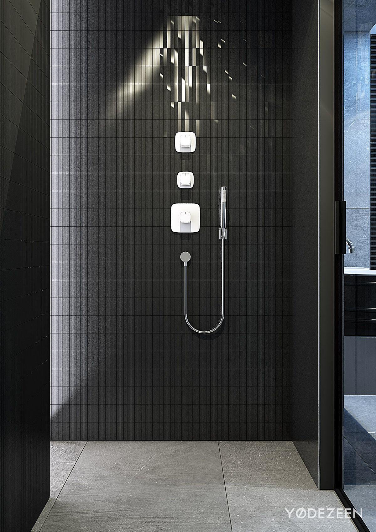 Dark bathroom design style 