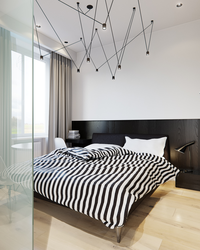 Black and white bedroom design