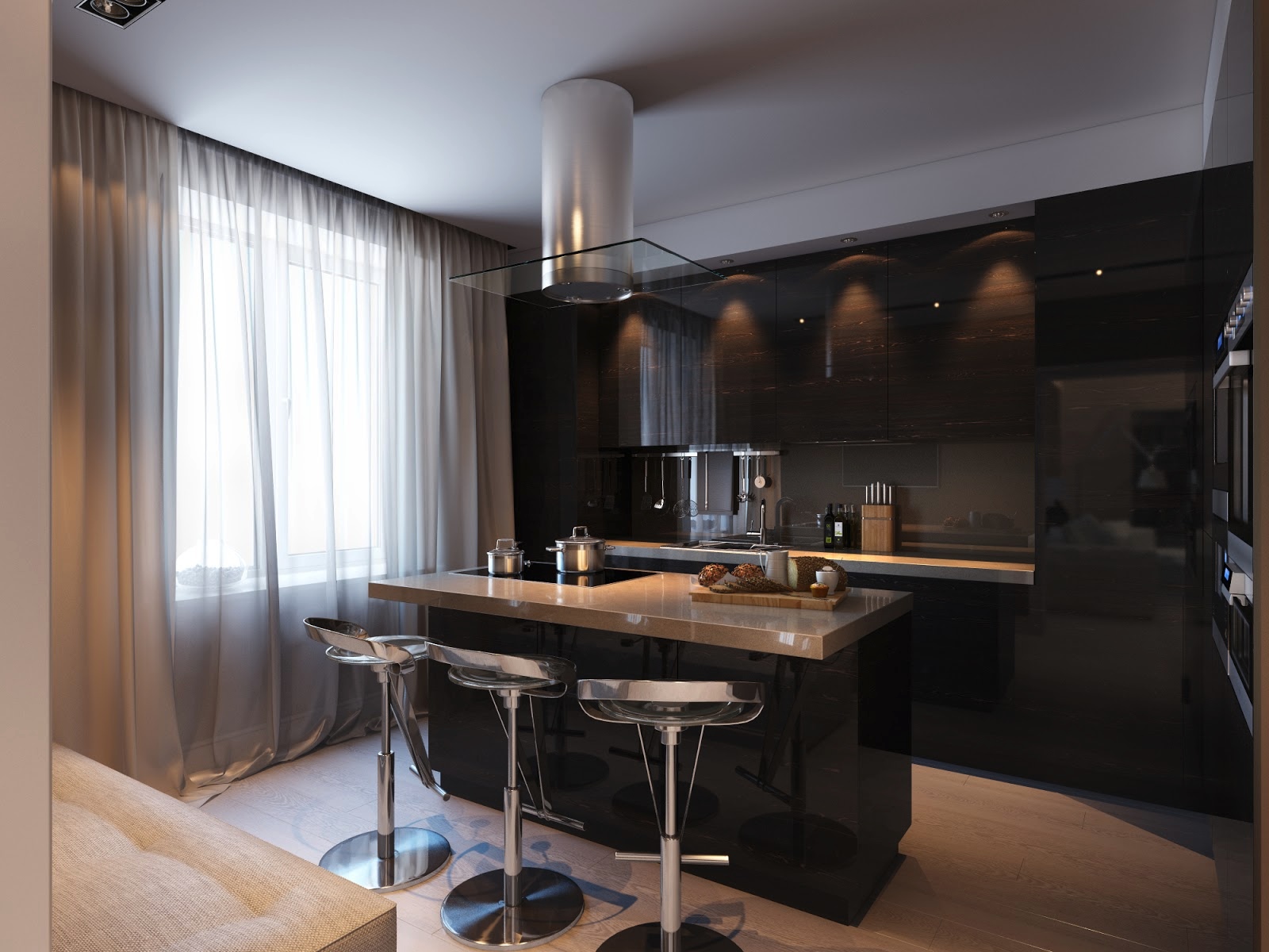 Minimalist kitchen with black color