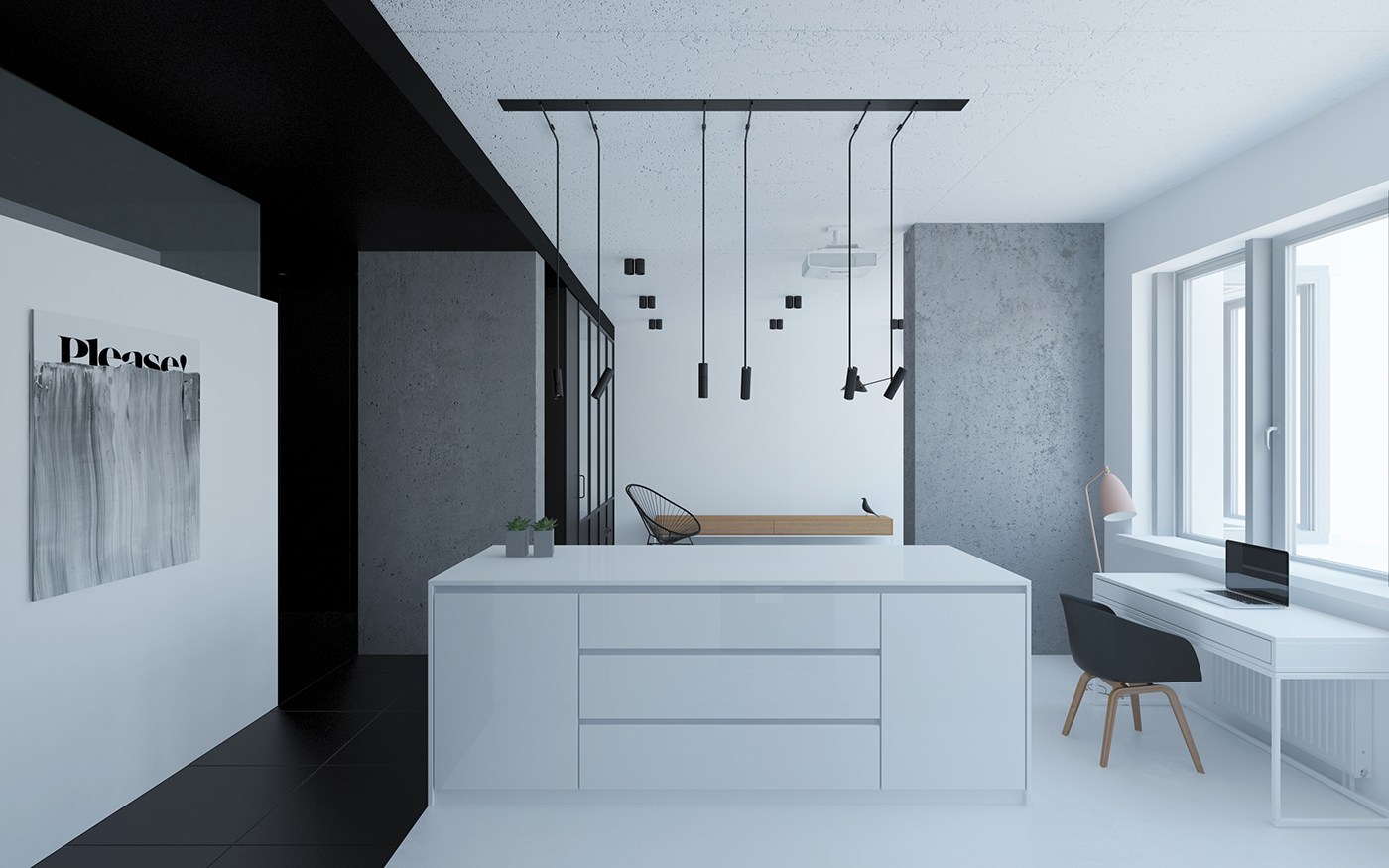 Black and white kitchen design