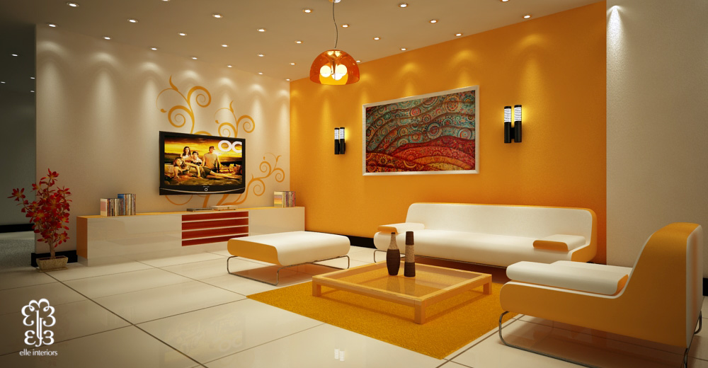 Decorating And Furniture Designs, Orange Living Room Design