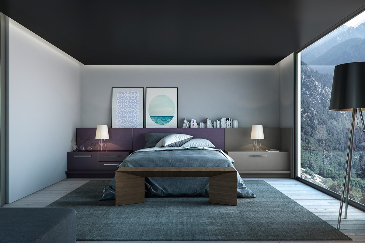 Dark bedroom interior style