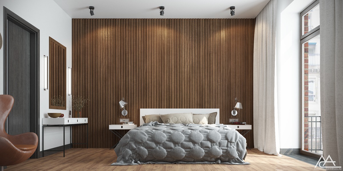 Creative wood wall decoration for bedroom