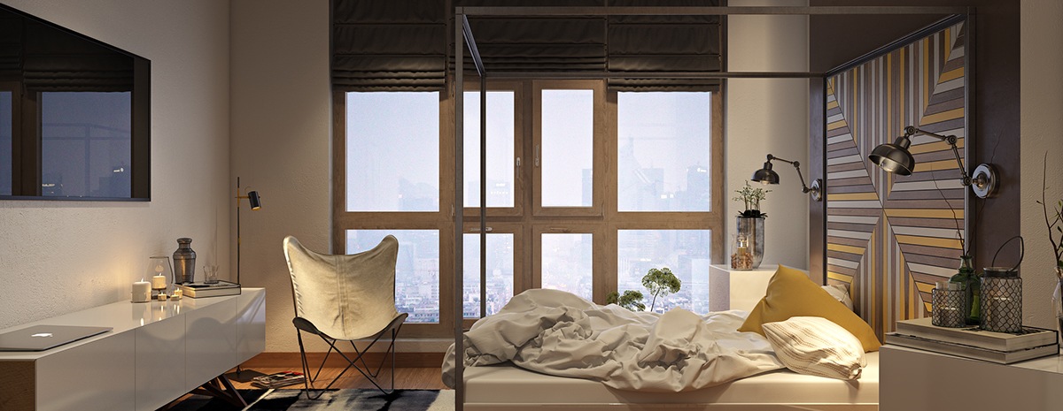 Cozy bedroom interior design 