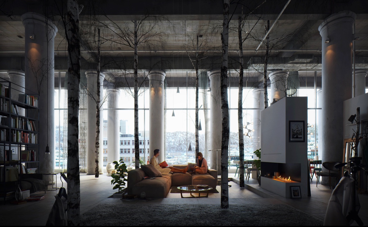 Dark living room interior style