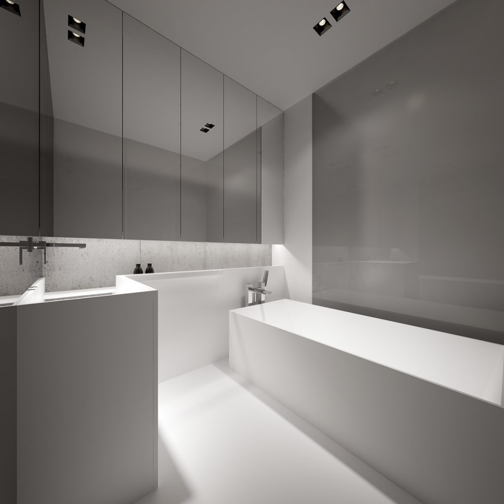 Minimalist Apartment Interior Design With Gray Color Paint Ideas - RooHome