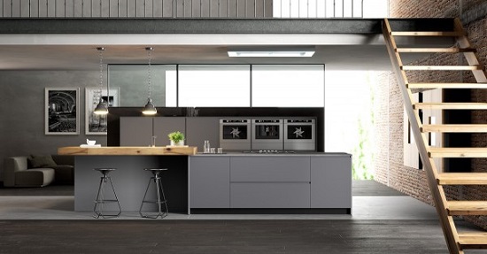 Black and white interior for kitchen