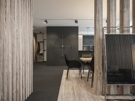 Small apartment design with wood decor