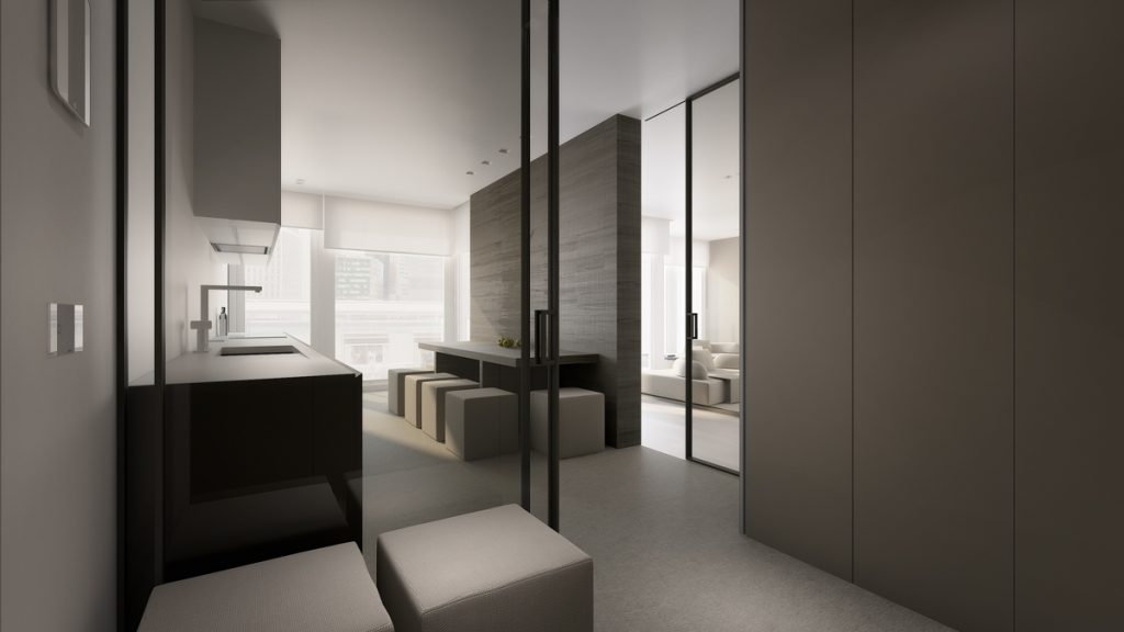 Minimalist Apartment Interior Design With Gray Color Paint Ideas - RooHome