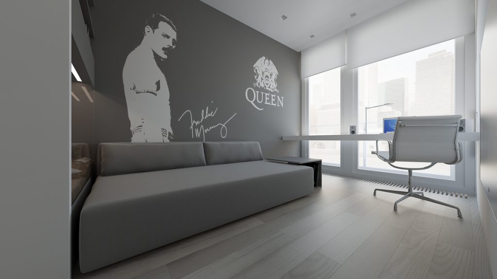 Minimalist Apartment Interior Design With Gray Color Paint Ideas - RooHome