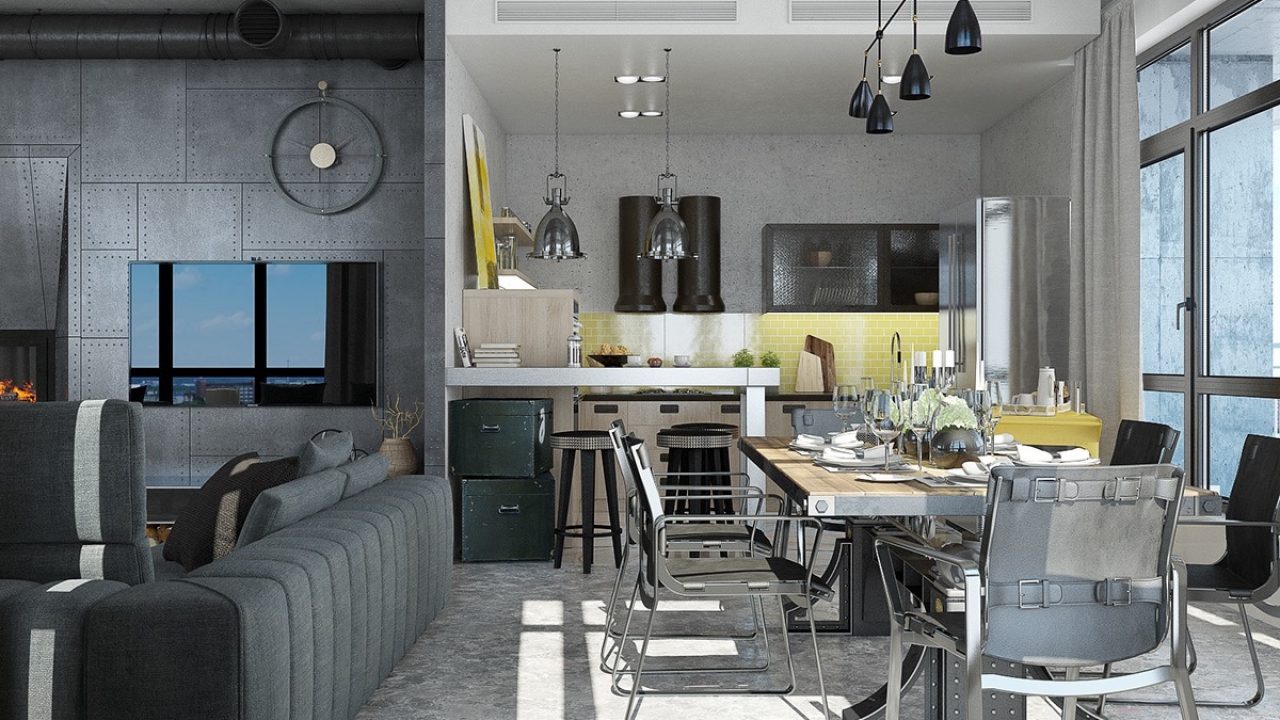 Industrial Loft Apartment Design Ideas With Elegant Dark Shades ...