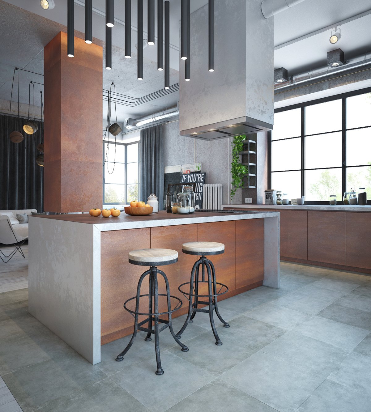 industrial kitchen design and decor