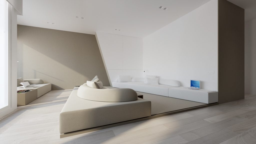 Minimalist Apartment Interior Design With Gray Color Paint Ideas - RooHome