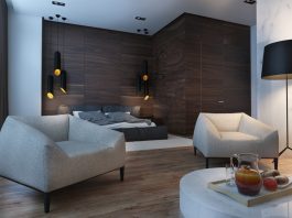 Dark studio apartment design