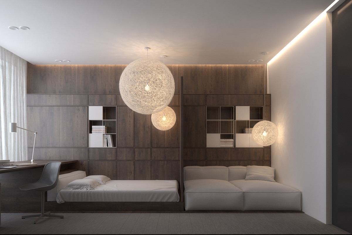 Dark interior style for bedroom