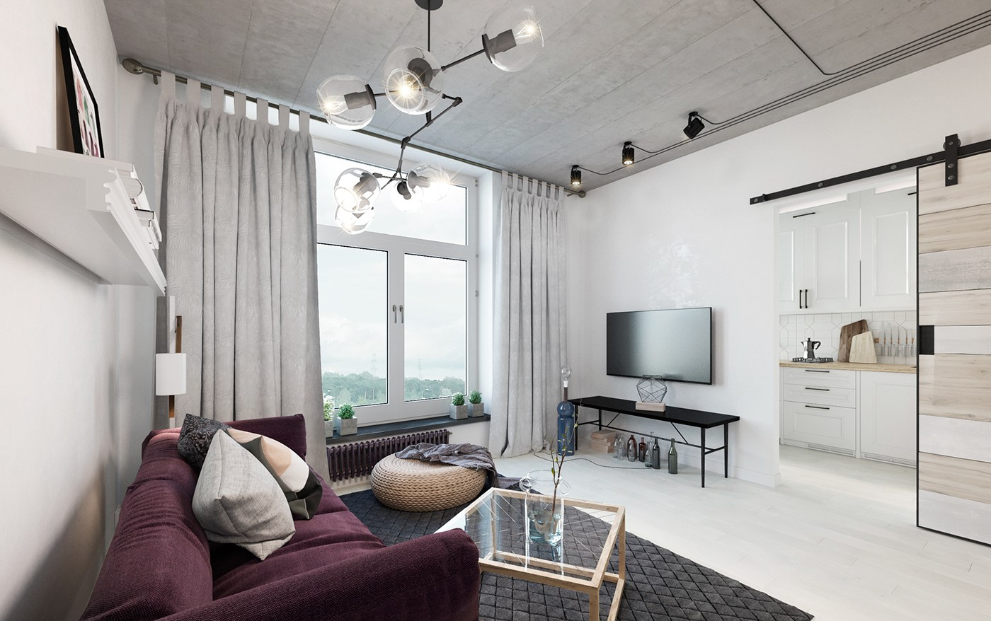 Small apartment design with Scandinavian style