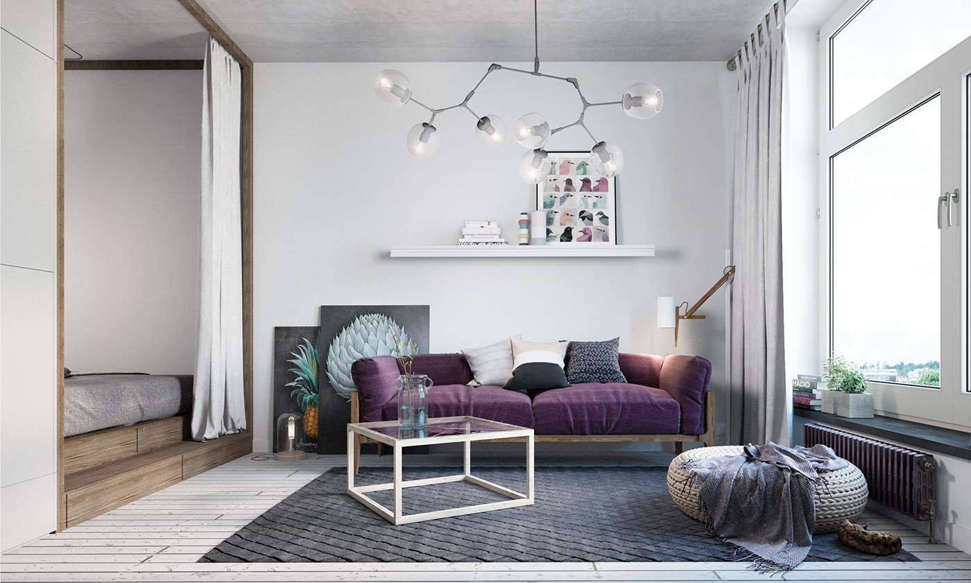 Small apartment design with Scandinavian style