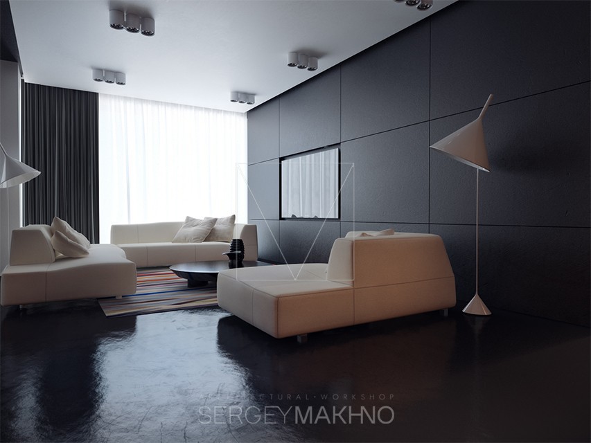 Dark apartment interior design style