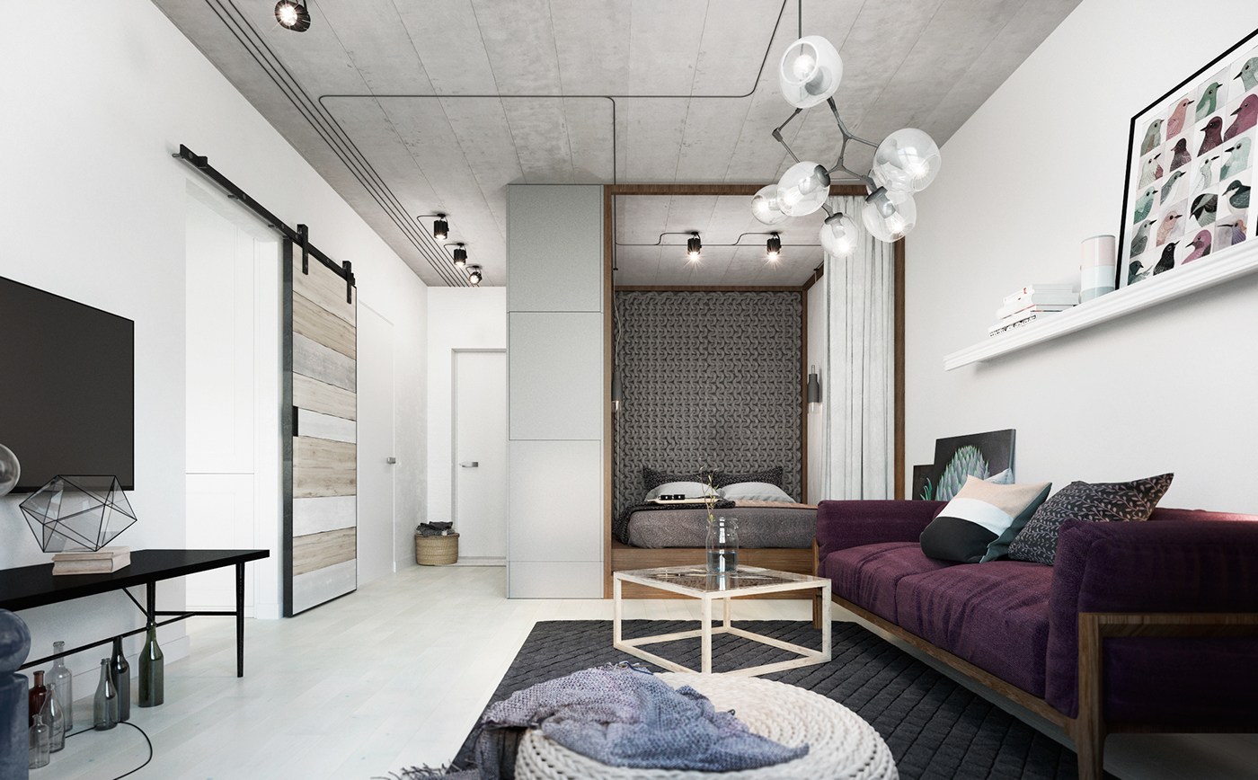 Small apartment design with Scandinavian style