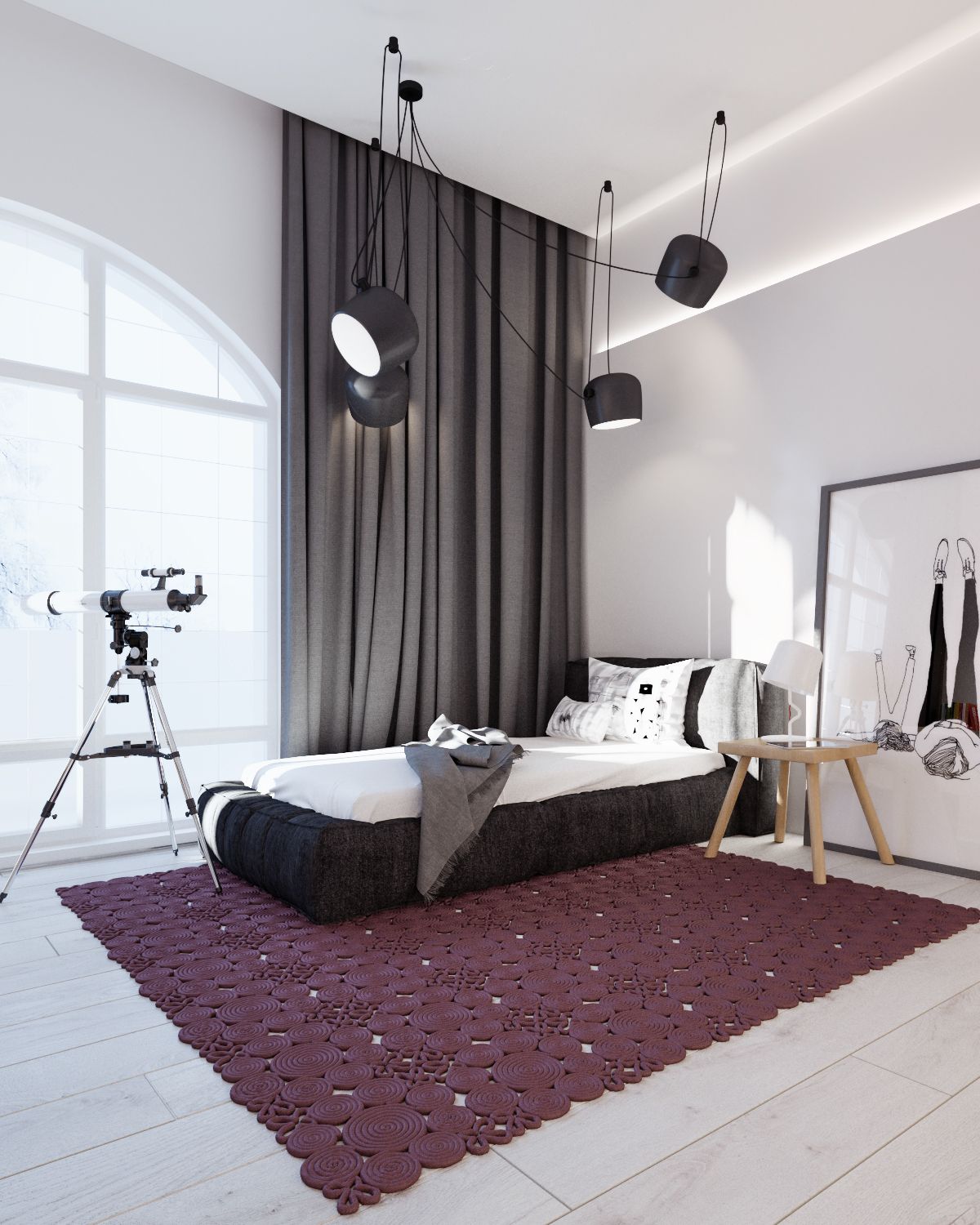 Modern stylish bedroom interior design for teen