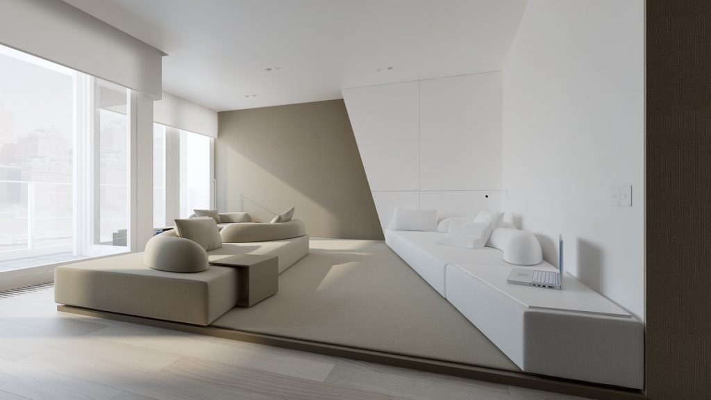 Minimalist Apartment Interior Design With Gray Color Paint Ideas - RooHome