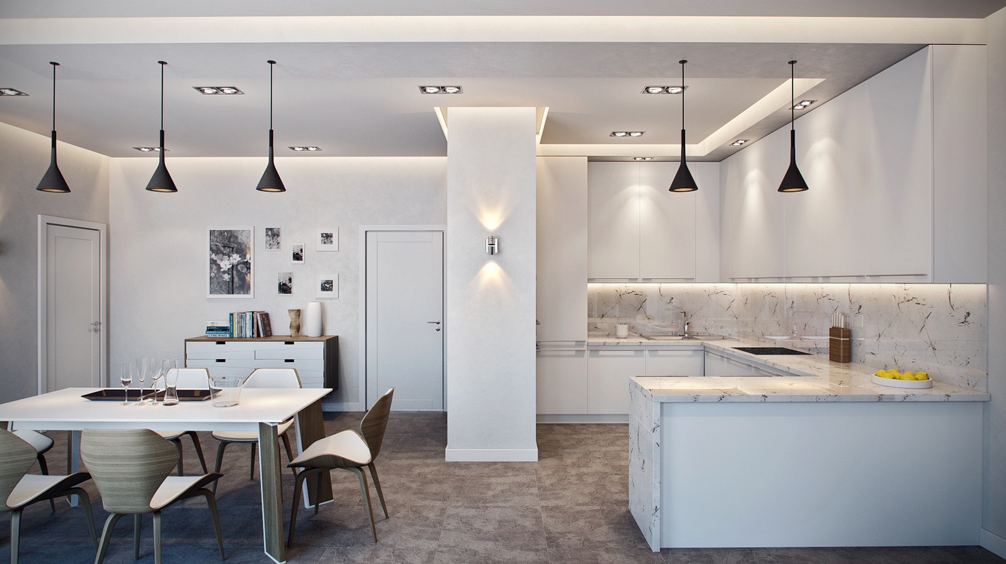 kitchen set in apartment design